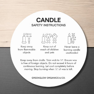 Simple Black and White Icons Candle Safety Label