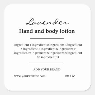 Simple black and white ingredients product label