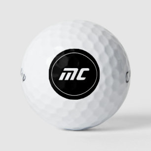 Simple Black and White Initials Cool Monogram Golf Balls