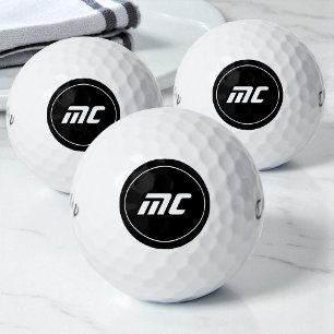 Simple Black and White Initials Cool Monogram Golf Balls