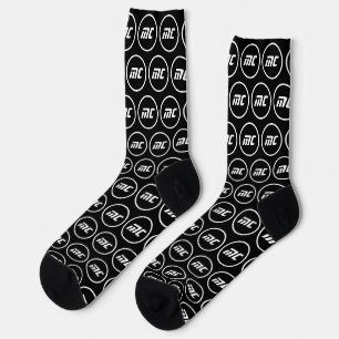 Simple Black and White Initials Cool Monogram Socks