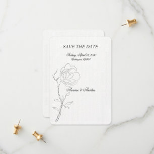 Simple Black and White Jasmine Stem Save The Date