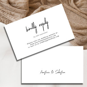 Simple Black and White Kindly Reply Wedding RSVP Enclosure Card