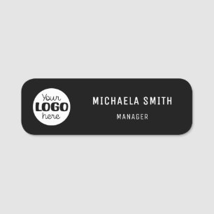 Simple Black and White Logo Employee Staff Pin Name Tag