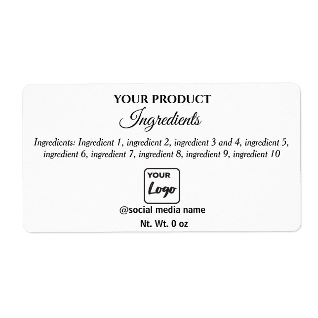 Simple black and white logo ingredients  (Front)