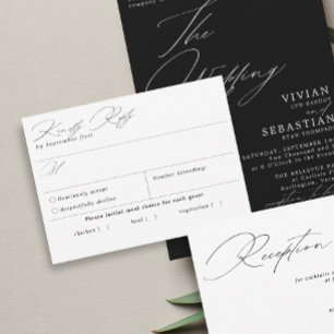 Simple Black and White Meal Choice RSVP Card