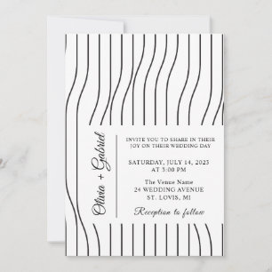 Simple black and white. Minimal formal Wedding Invitation