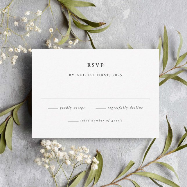 Simple Black and White Minimal Wedding RSVP Card (Simple minimalist black and white wedding rsvp cad.)