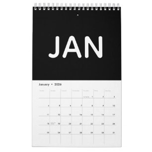 Simple Black and White Minimalist 2026 Calendar