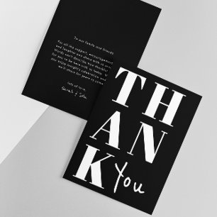 Simple Black and White Minimalist Bold Wedding Thank You Card