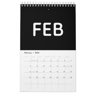 Simple Black and White Minimalist Calendar