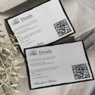 Simple Black And White Minimalist Details QR Code Enclosure Card