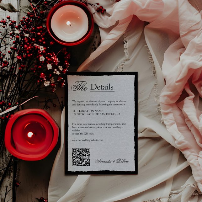 Simple Black And White Minimalist Details QR Code Enclosure Card (Creator Uploaded)