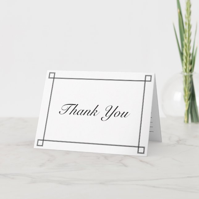 Simple Black and White Minimalist Elegance Wedding Thank You Card (Front)