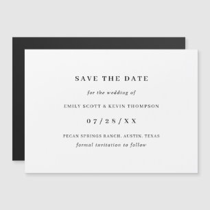 Simple Black and White Minimalist Save the Date Magnetic Invitation
