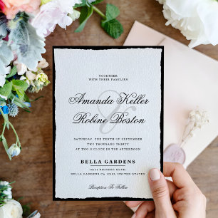 Simple Black And White Minimalist Wedding Invitation
