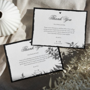 Simple Black And White Minimalist Wedding Thank You Card
