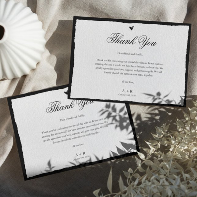 Simple Black And White Minimalist Wedding  Thank You Card (Creator Uploaded)