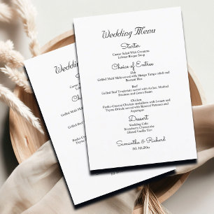 Simple Black and white Modern 5x7'' Wedding Menu