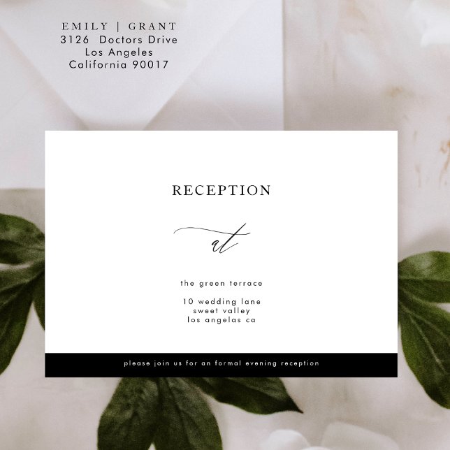 Simple Black and White Modern Calli Reception Invitation (Creator Uploaded)