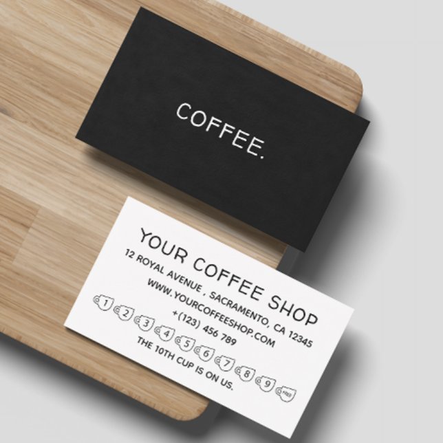 Simple Black And White Modern Coffee House Business Card (Creator Uploaded)