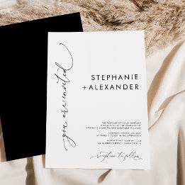 Simple Black and White Modern Minimalist Wedding Invitation