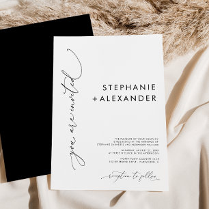 Simple Black and White Modern Minimalist Wedding Invitation