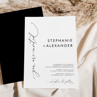 Simple Black and White Modern Minimalist Wedding Invitation