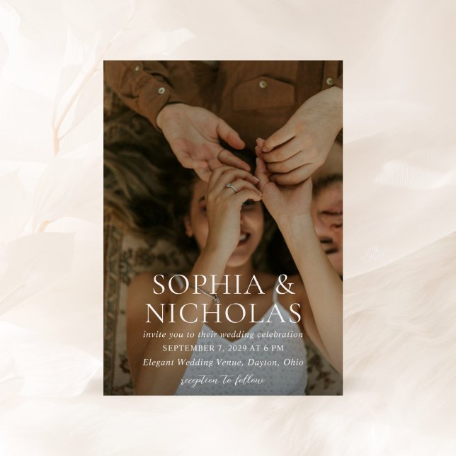 Simple Black and White Modern Photo Wedding Invitation (Creator Uploaded)