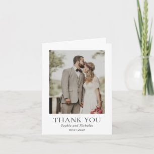 Simple Black and White Modern Photo Wedding Thank You Card