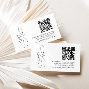Simple Black and White Modern QR Code RSVP  Enclosure Card