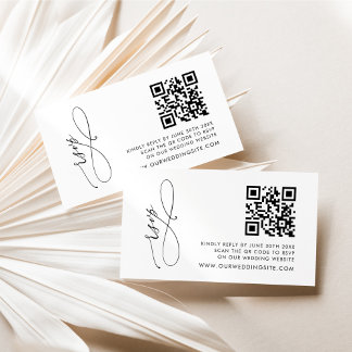 Simple Black and White Modern QR Code RSVP Enclosure Card