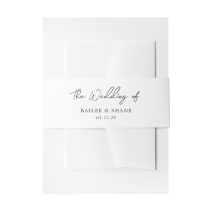 Simple Black and White Modern Wedding Invitation Belly Band