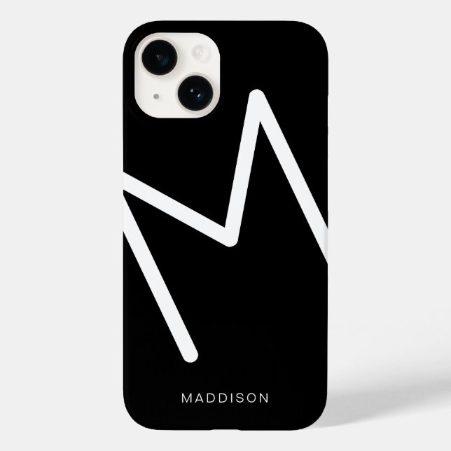 Simple Black and White Monogram Bold Thin Font Case-Mate iPhone Case (Back)