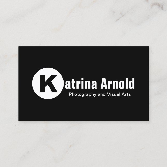 Simple Black and White Monogram Business Card (Front)