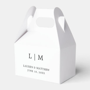Simple Black and White Monogram Elegant Wedding Favour Box