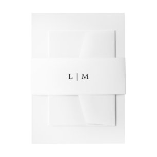 Simple Black and White Monogram Elegant Wedding Invitation Belly Band