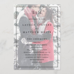 Simple Black and White Monogram Elegant Wedding Programme