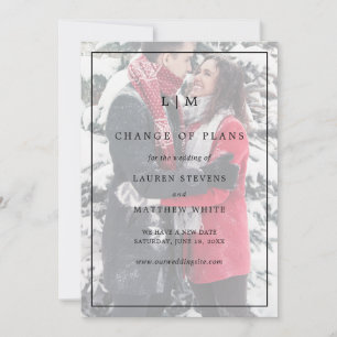Simple Black and White Monogram Elegant Wedding Save The Date