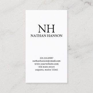Simple Black and White Monogram Modern Business Card