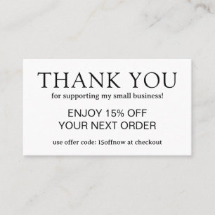 Simple Black and White Monogram Modern Discount Card