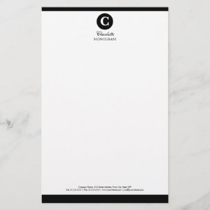 Simple Black and White Monogram Stationery