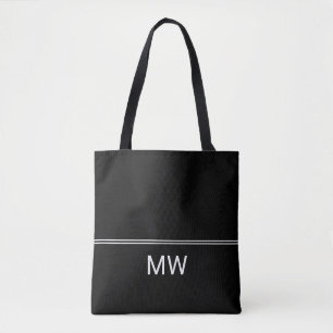 Simple Black and White Monogram Template Tote Bag