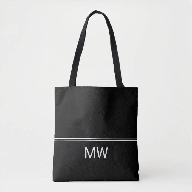 Simple Black and White Monogram Template Tote Bag (Front)