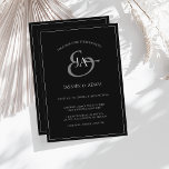 Simple Black and White Monogram Wedding Invitation<br><div class="desc">Simple Black and White Monogram Wedding Invitation. Stylishly impress your wedding guests with this trendy black wedding invitation featuring a beautiful white script, with the bride and groom's initials on a dark aesthetic background. This Invitation has a stunning black and white design, with dramatic and moody vibes, perfect for your...</div>