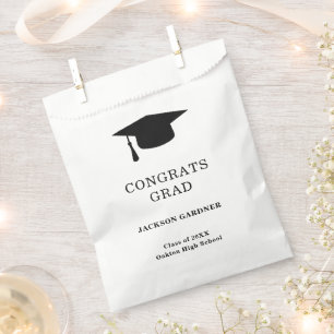 Simple Black and White Mortar Board Graduation Favour Bags