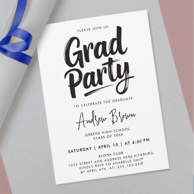 Simple Black And White Painted  Modern Calligraphy Invitation (Creator Uploaded)