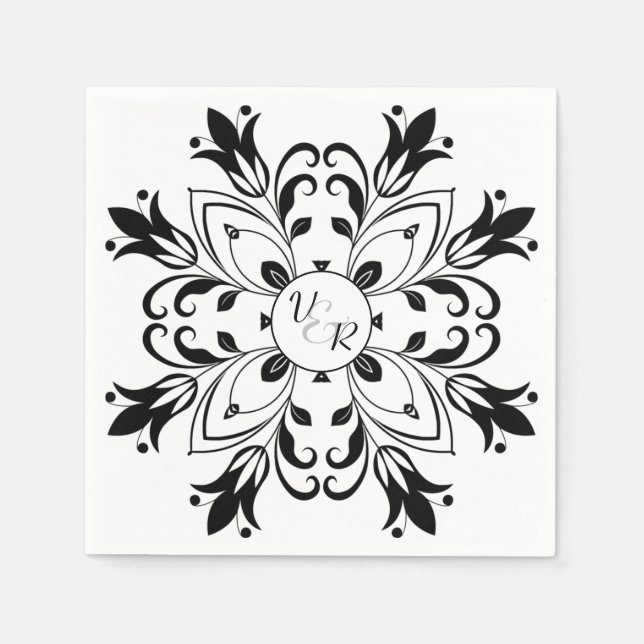 Simple Black and White Paper Napkin (Front)