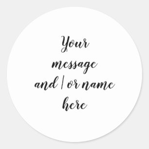 Simple Black and White personalised Classic Round Sticker