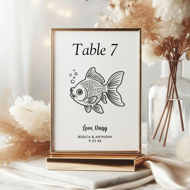 Simple Black and White Pet Wedding  Table Number (Creator Uploaded)